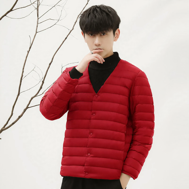 Lightweight Men's Down Jacket, Round Neckline