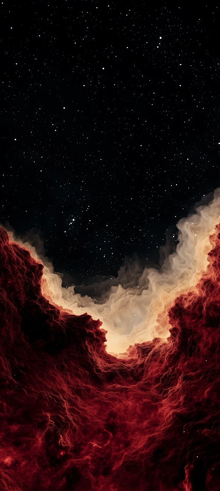 Deep Red Space Nebula - Digital Art 2K iPhone Wallpaper (1469x3264)