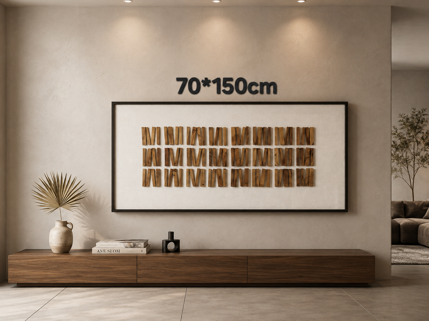 Framed Brown Wooden Slat – 70x150 cm