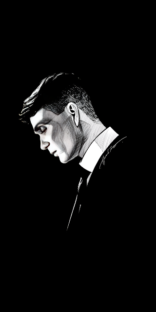 Tommy Shelby Brooding Line Art Black and White Sketch - Free mobile Wallpaper