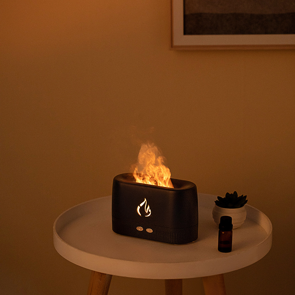 Table Aromatherapy Diffuser with Flame Effect and LED Light