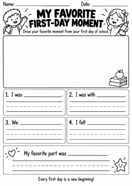 My Favorite First-Day Moment Worksheet
