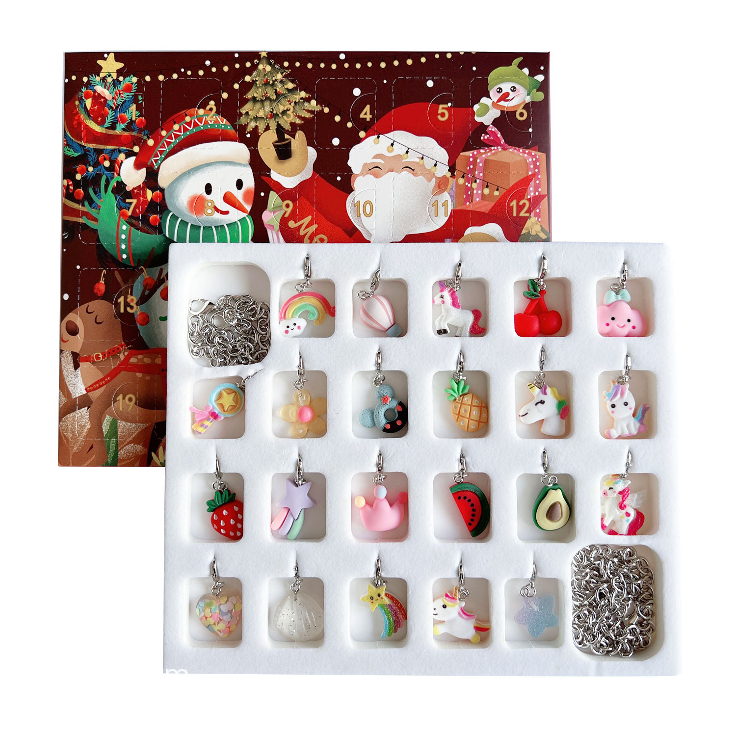 Christmas Advent Calendar with Jewelry Craft Set for Kids
