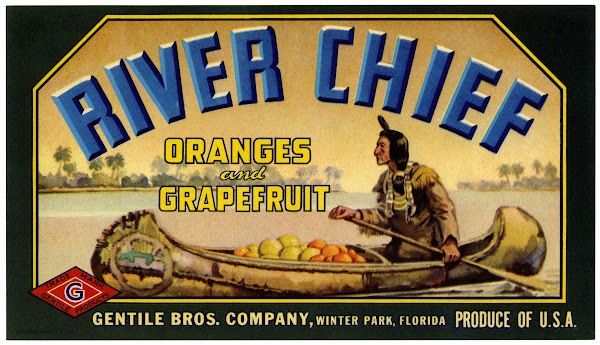 River Chief Oranges and Grapefruit Label 1930 1950
