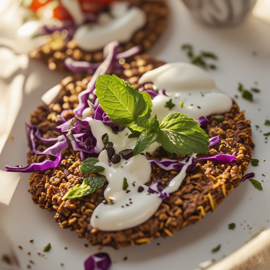 Crispy Za'atar Falafel Protein Flatbreads with Creamy Sumac Yogurt