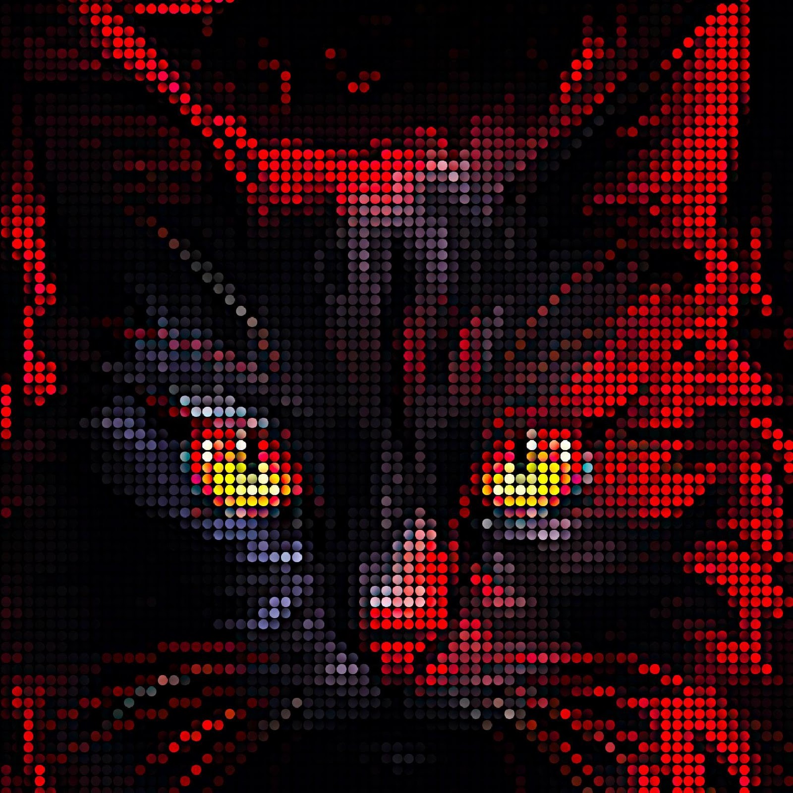 Download Glowing Red Pixel Cat Face 2K iPhone