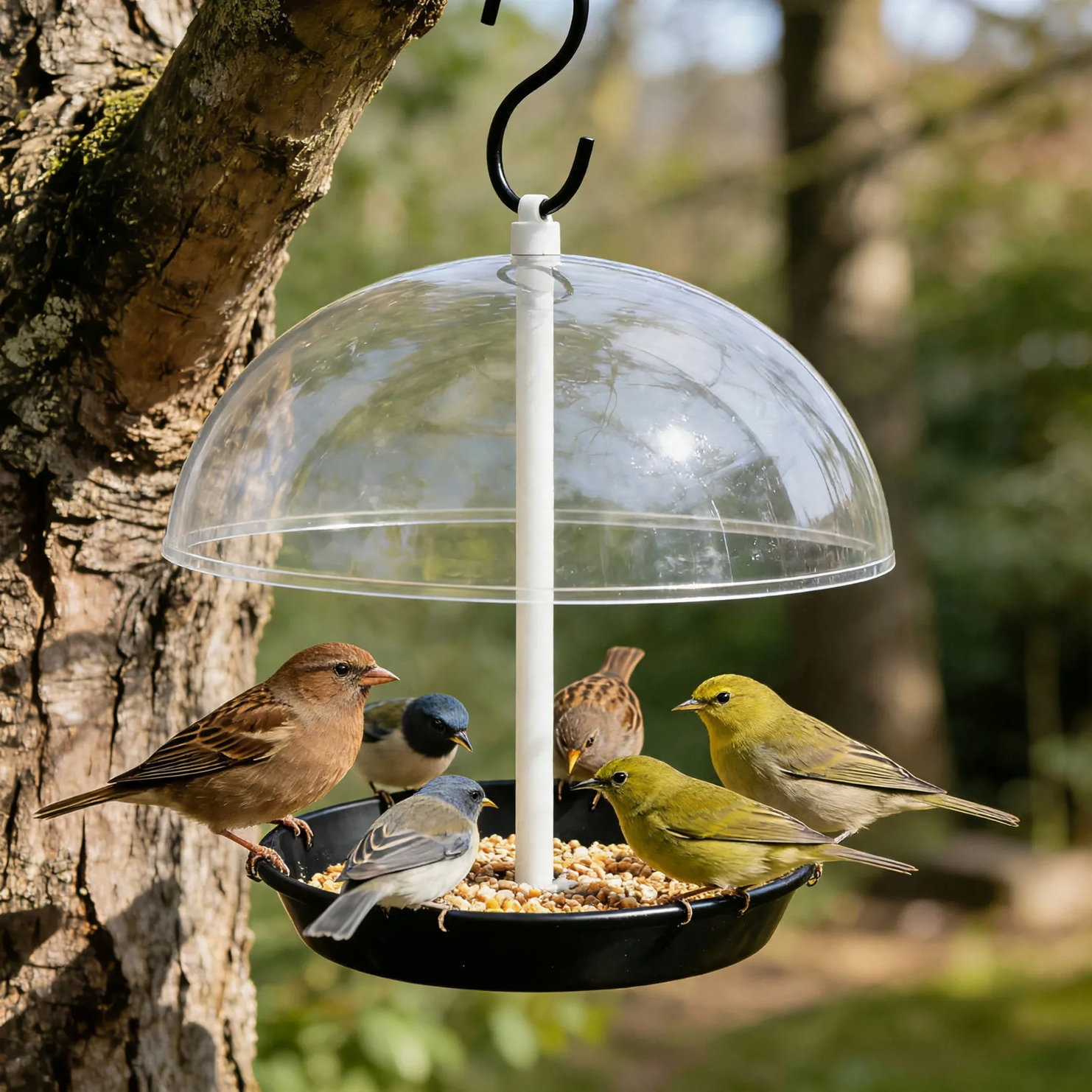 Hemispherical birdbath for hanging in the garden