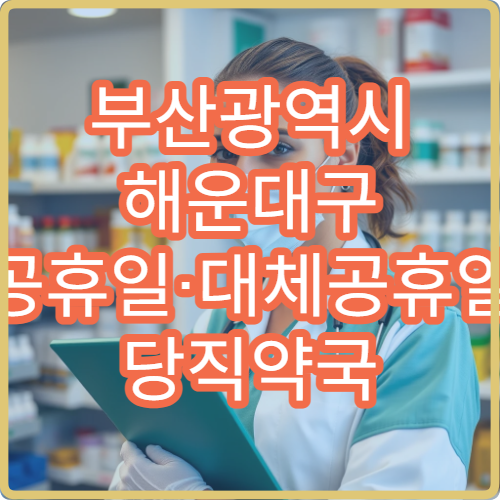 부산광역시 해운대구 공휴일·대체공휴일 당직약국 지금 여는 약국 신속 확인