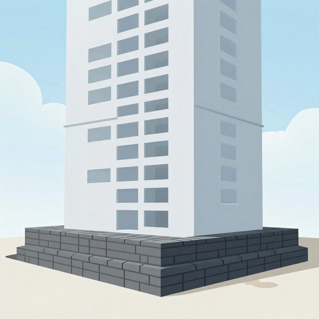 튼튼한 기초 위에 세워지는 건물로 표현한 초등 기초 학력의 중요성 일러스트