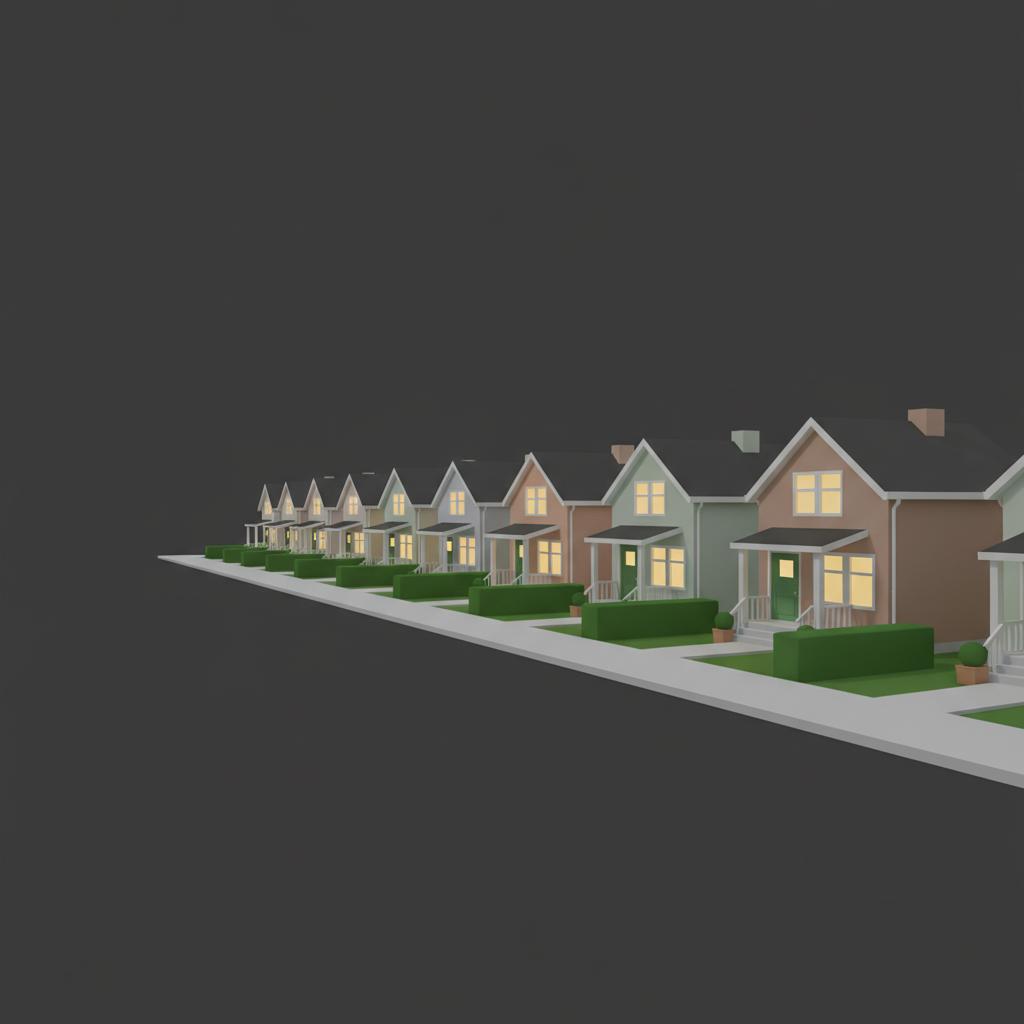 Calm 2D vector of a tidy rental row at dusk with warm window glow muted palette subtle green and gold accents background 0f0f0f how can i make 1000 a month passively