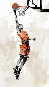 Basketball Player Slam Dunking in Artistic Style