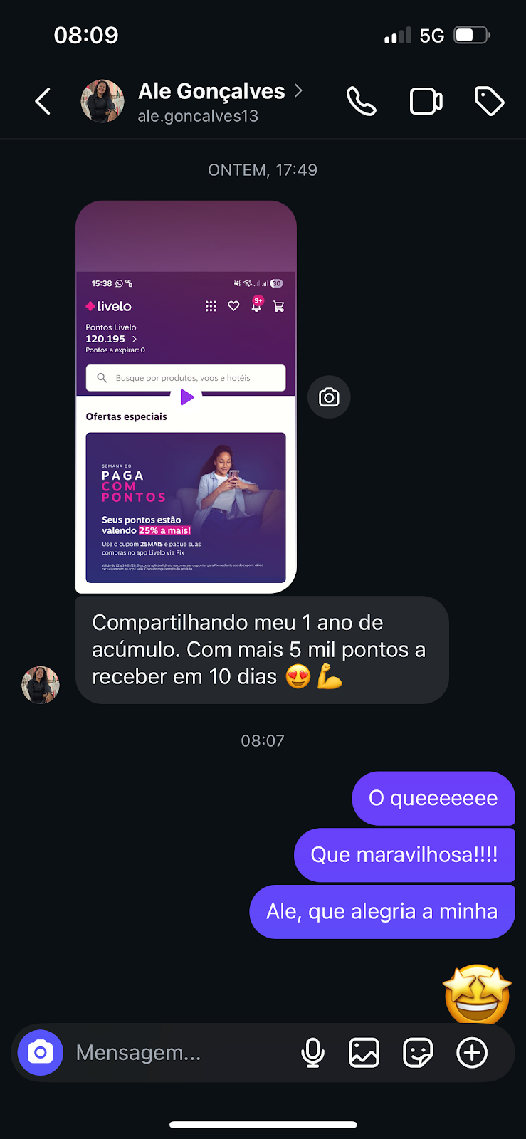 Alessandra — 120k pontos em 1 ano