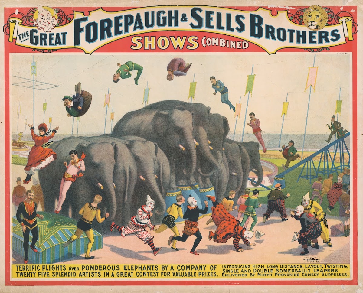 The great Forepaugh  Sells Brothers shows combinedTerrific flights over ponderou