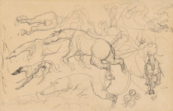 Chevaux et chiens lévriers 1881