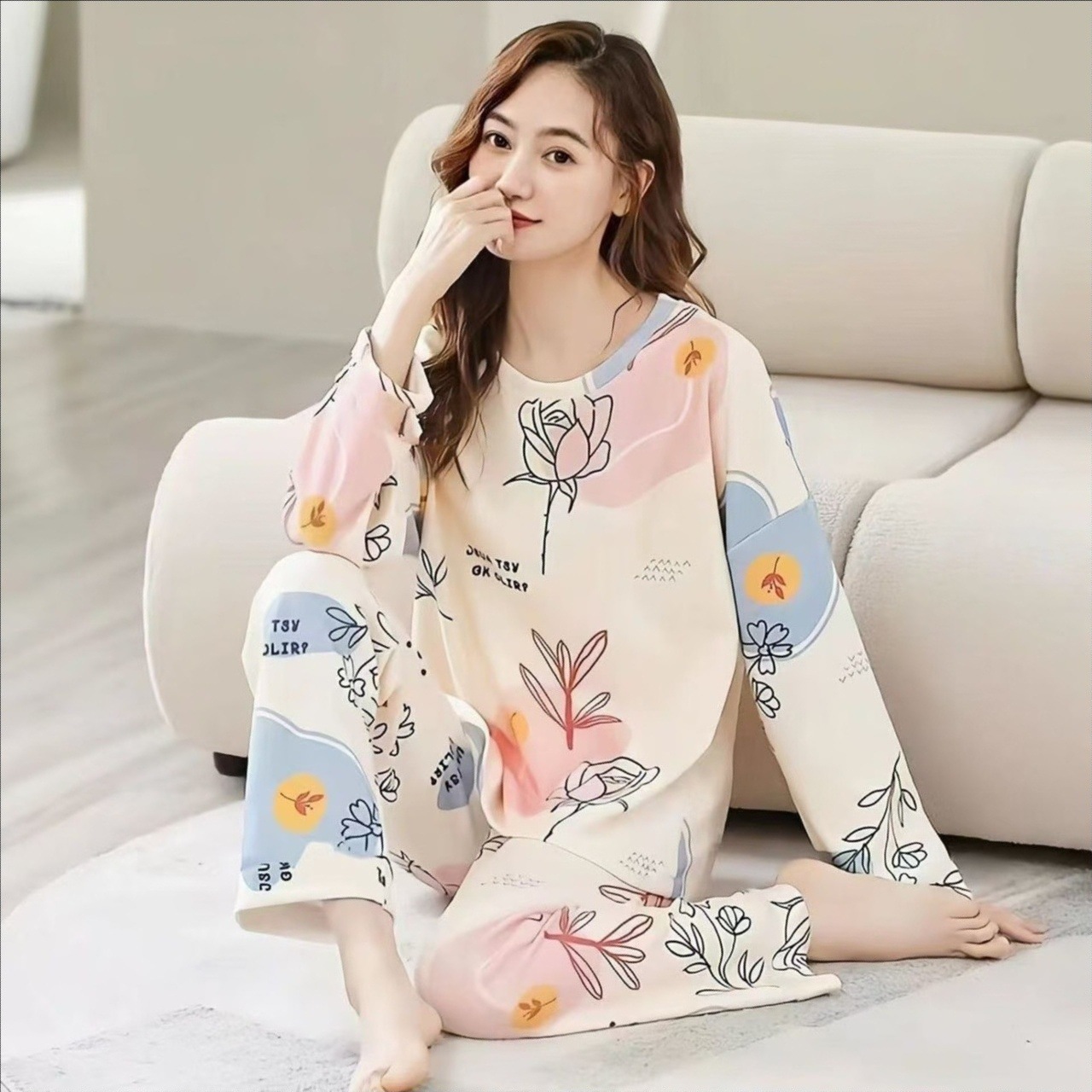 Women's Pajama Set, Long Sleeve, Round Neck, Various Designs