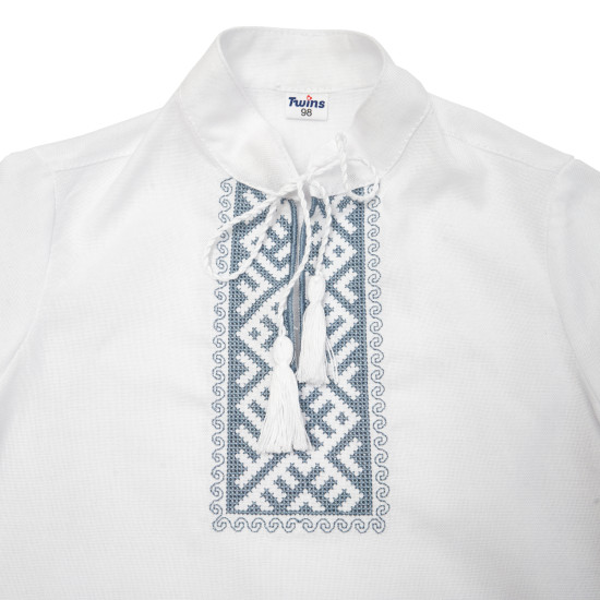 Shirt embroidery for boy Festive 122s white/graphite