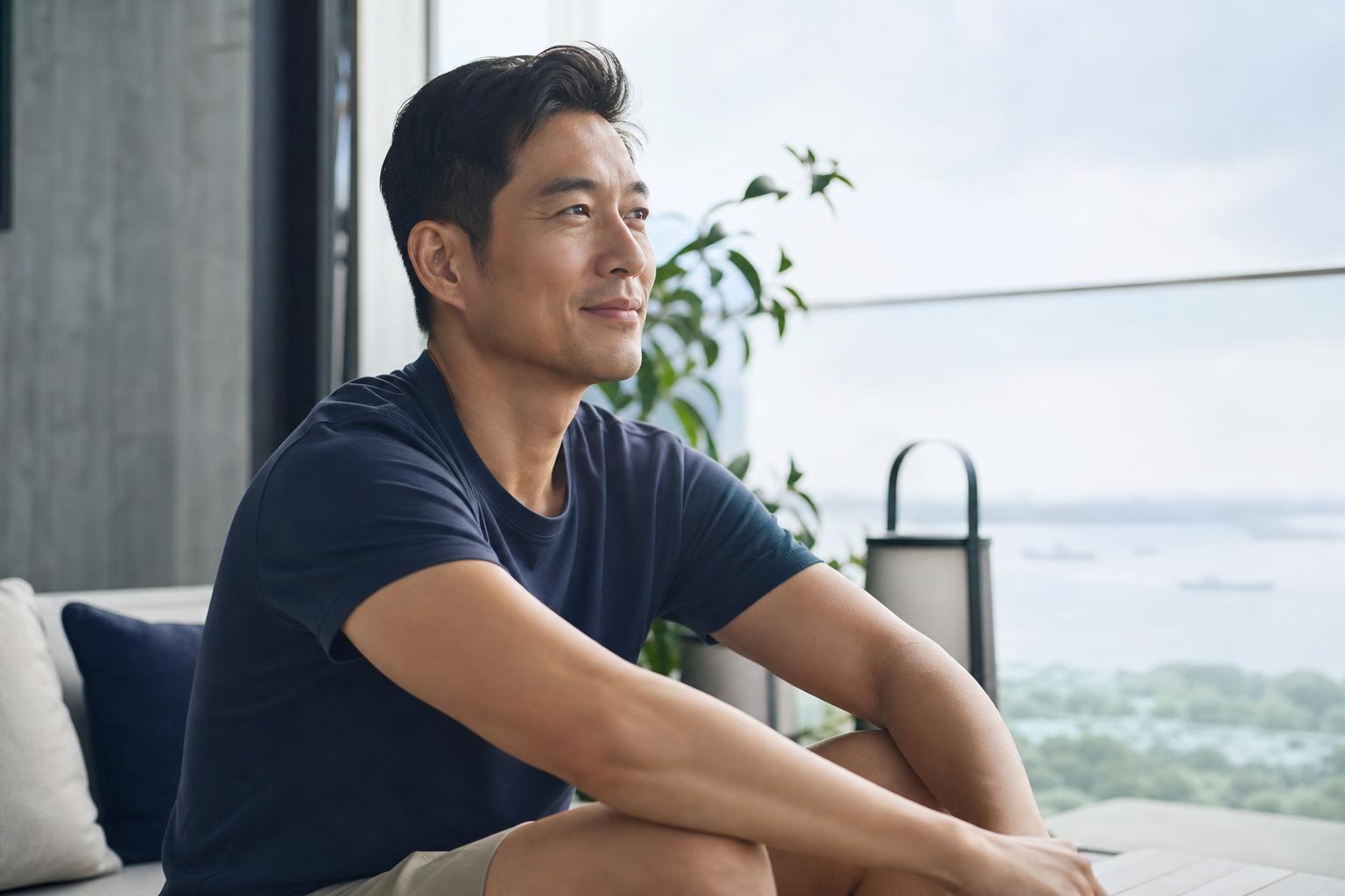 Asian man at home in Singapore — testosterone health