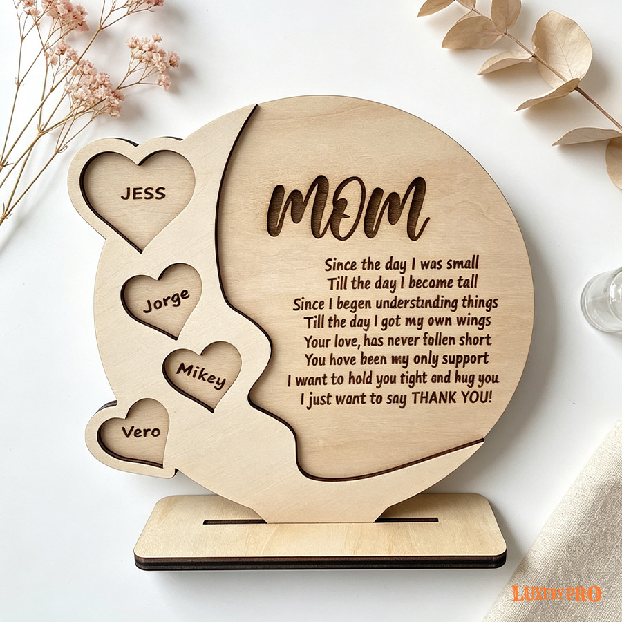 Mother's Day Wooden Heart Ornament