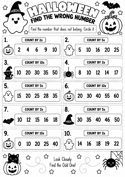HALLOWEEN FIND THE WRONG NUMBER