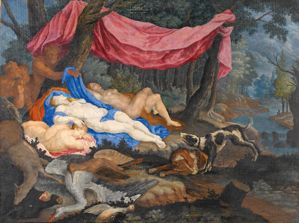 A Satyr Leering At Sleeping Nymphs circa 1700