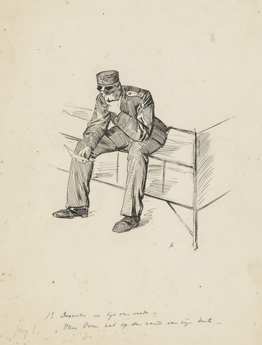 Soldaat leest een brief 1898