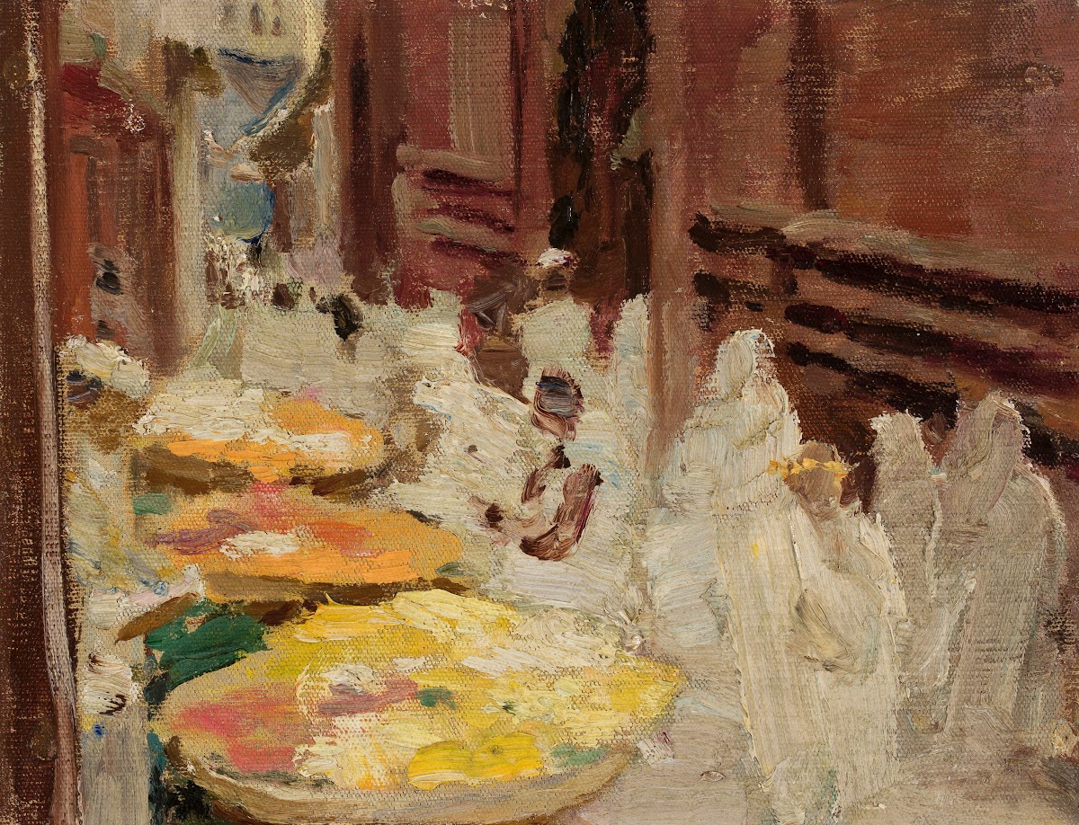 Benares Holy cow flowers fair From the journey to India 1907