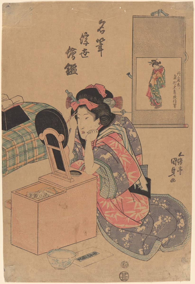 Woman Seated before a Make Up Mirror ca 18131830
