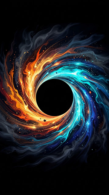 Abstract Cosmic Colorful Fluid Swirl Portal on Black Wallpaper - Free mobile Wallpaper