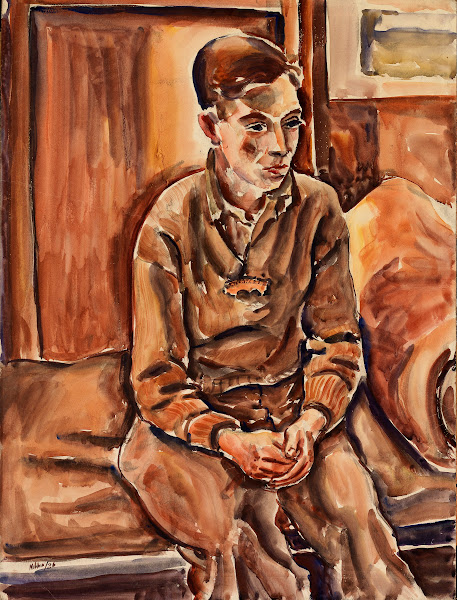 Boy Sitting on Cot 1936