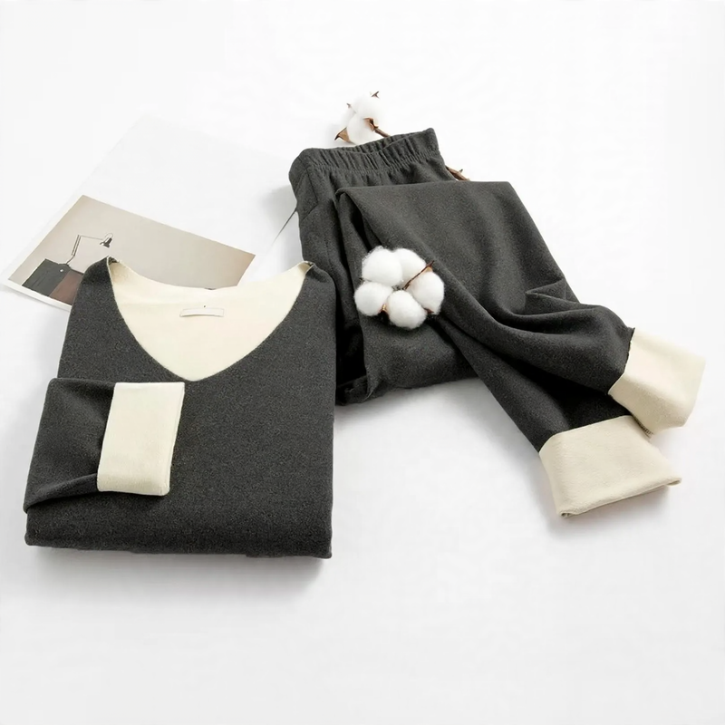 Thermo set with dual-sided fleece, seamless