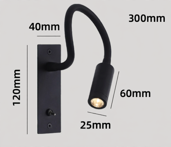 Modern LED wall lamp with flexible gooseneck