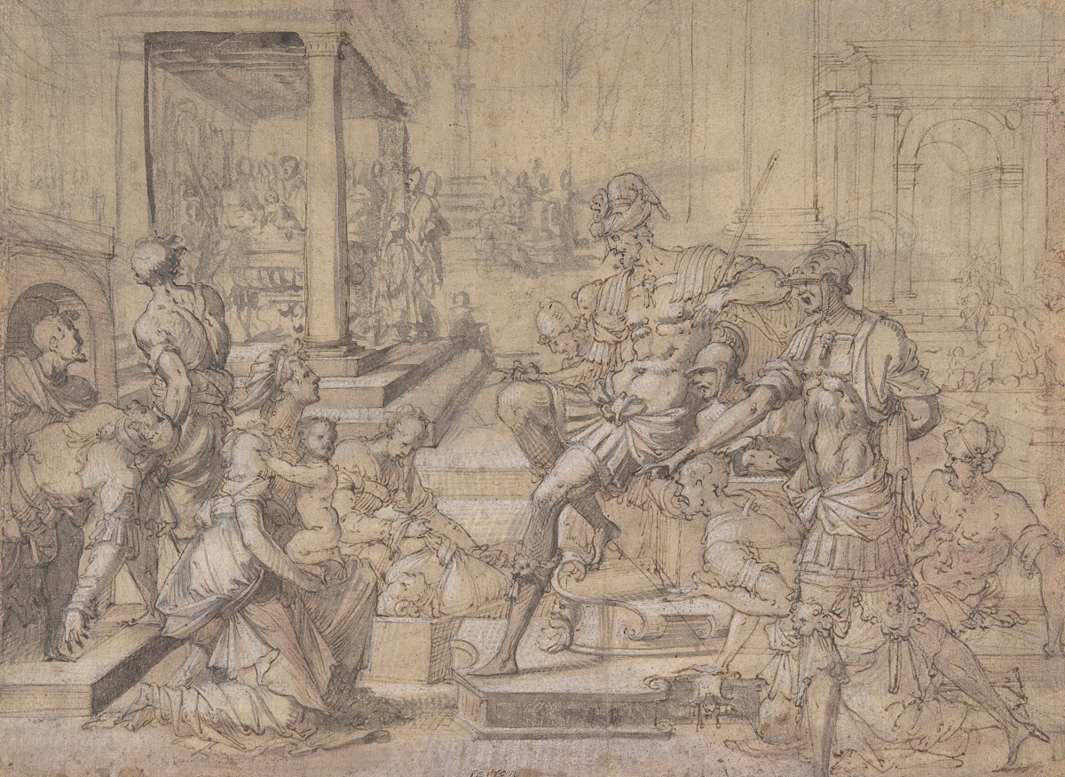 Amya Petitioning Faustus for the Custody of Saint Mamas ca 1543