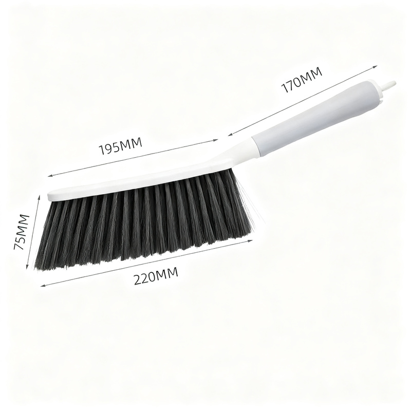 Bed brush with long handle, soft bristles