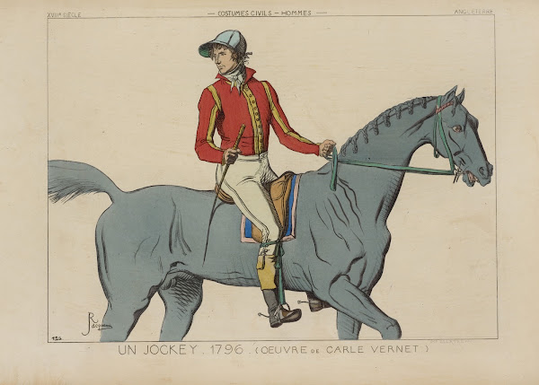 Un jockey 1796 Oeuvre de Carle Vernet XVIIIe siècle costumes civils hommes Angle