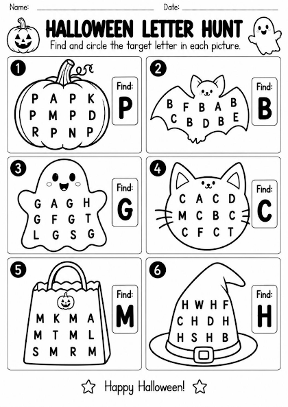 Halloween Letter Hunt Worksheet