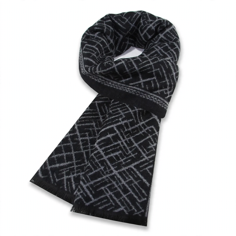 Men's scarf, wool blend, 31x180cm