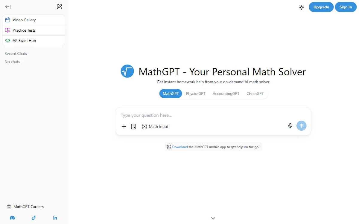 Captura de MathGPT - AI Math Solver & Animator