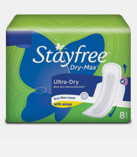 Stayfree Dry-Max Ultra-Dry With Wings Pads, 8 Count