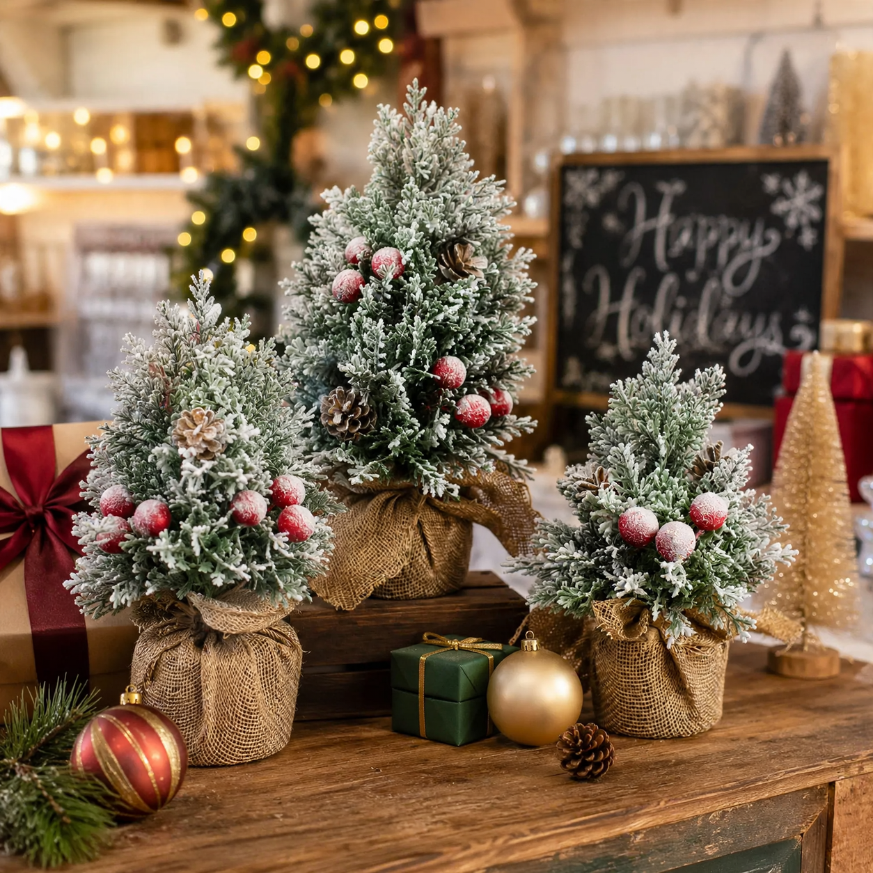 Mini Christmas tree with red berries