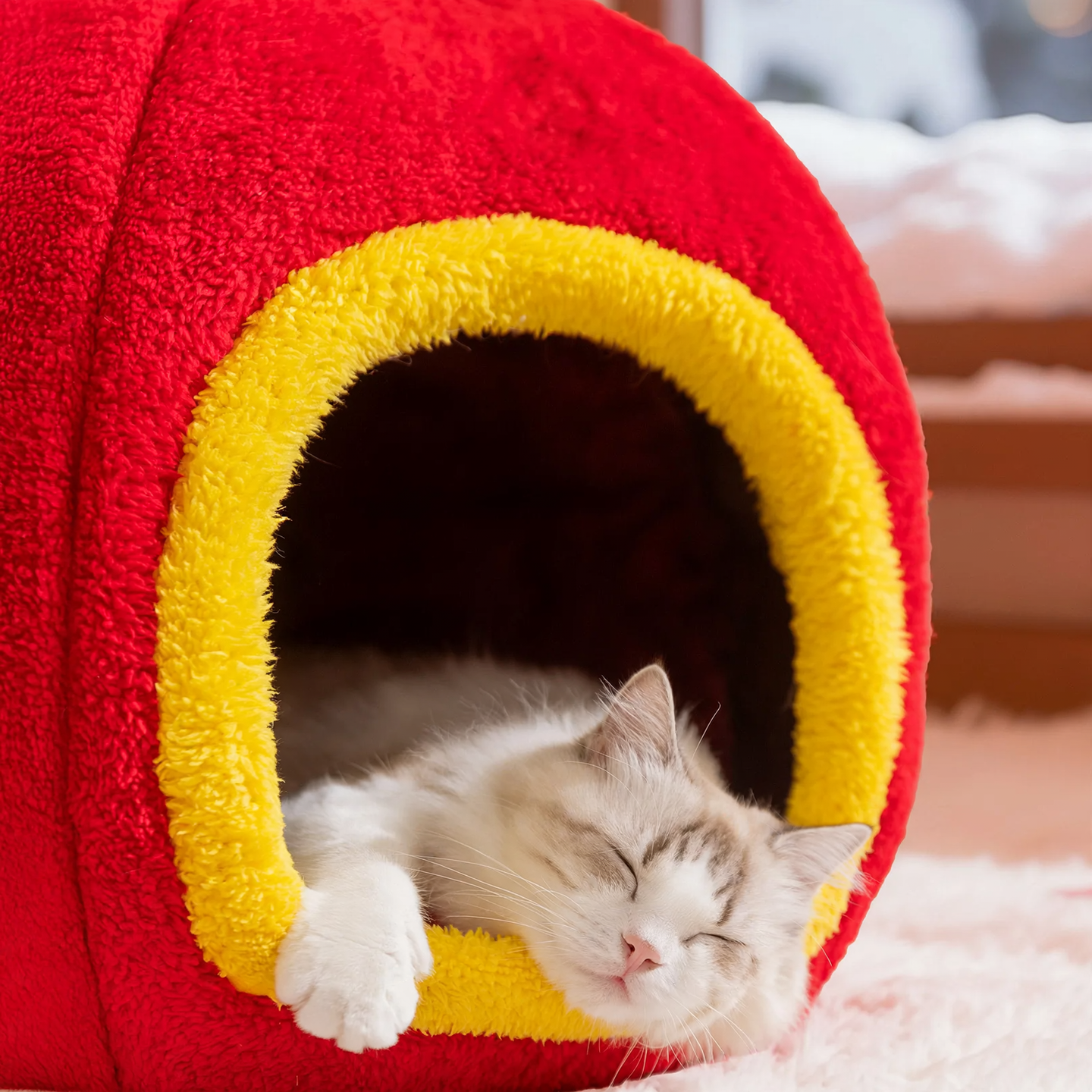 Pet cave with carrying handle, closed, polyester