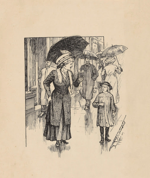 Vrouw en meisje op een regenachtige straat 1892   1947
