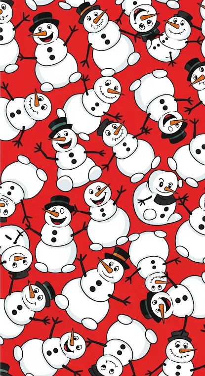 Red Snowman Cartoon Pattern