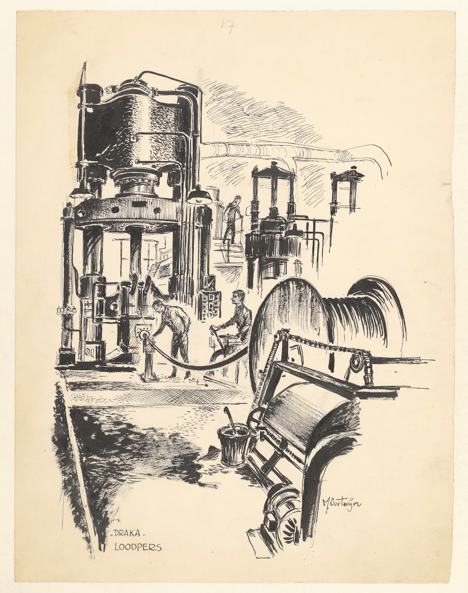 Interieur van de Draka fabriek Loodpers 1945 1960