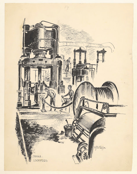 Interieur van de Draka fabriek Loodpers 1945 1960