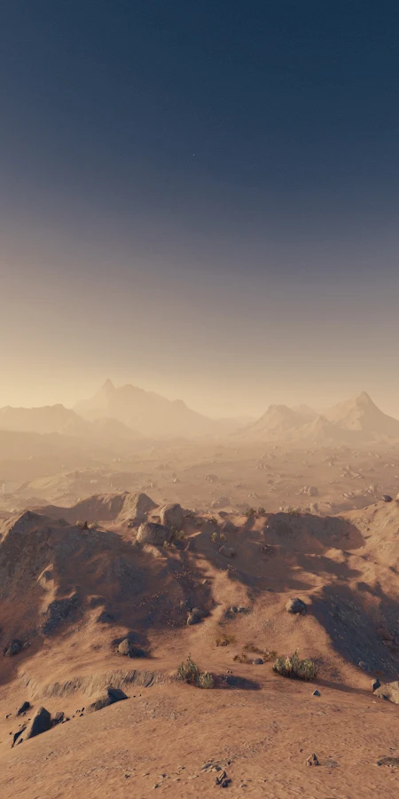 Desert Landscape, Martian Terrain, Barren Mountains, Arid Environment 4K Phone Wallpaper
