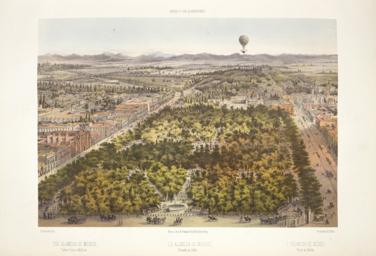 The Alameda of Mexico taken from a balloon 1869