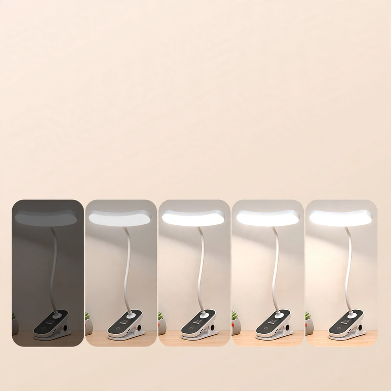 Ergonomic LED clip lamp with efficient light distribution