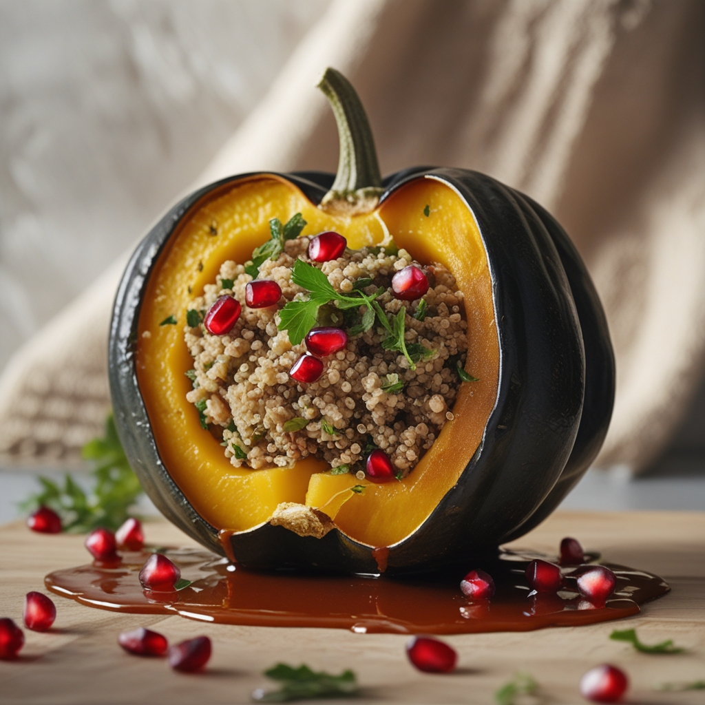 Final Moroccan-Spiced Lamb & Quinoa Stuffed Acorn Squash with Pomegranate Yogurt-Tahini Drizzle
