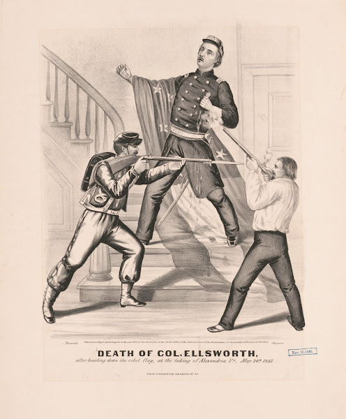 Death of Col Ellsworth After hauling down the rebel flag at the taking of Alexan