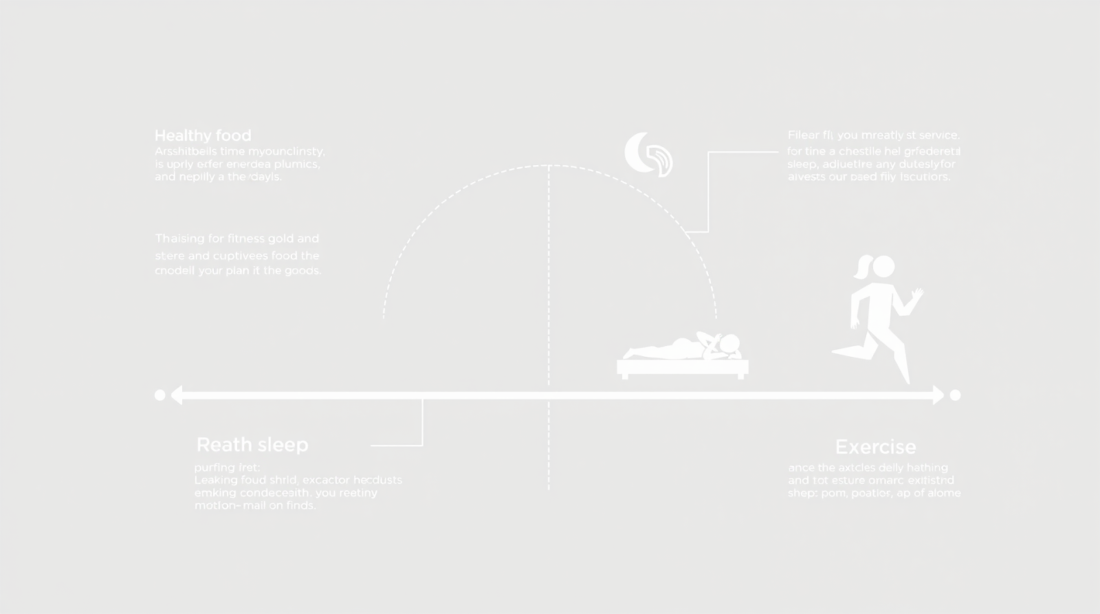 Infographic illustrating a triangle of healthy habits: exercise, balanced nutrition, and sufficient sleep, all contributing to overall fitness.